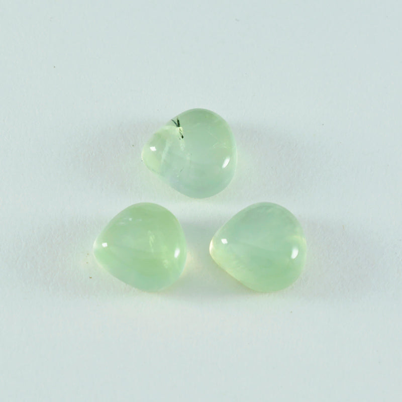 Riyogems 1PC Green Prehnite Cabochon 10x10 mm Heart Shape excellent Quality Loose Gem