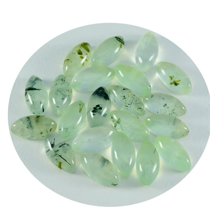 Riyogems, 1 pieza, cabujón de prehnita verde, 6x12mm, forma de marquesa, gemas sueltas de calidad dulce