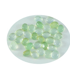 Riyogems, 1 pieza, cabujón de prehnita verde, 3x5mm, forma ovalada, piedra bonita de calidad