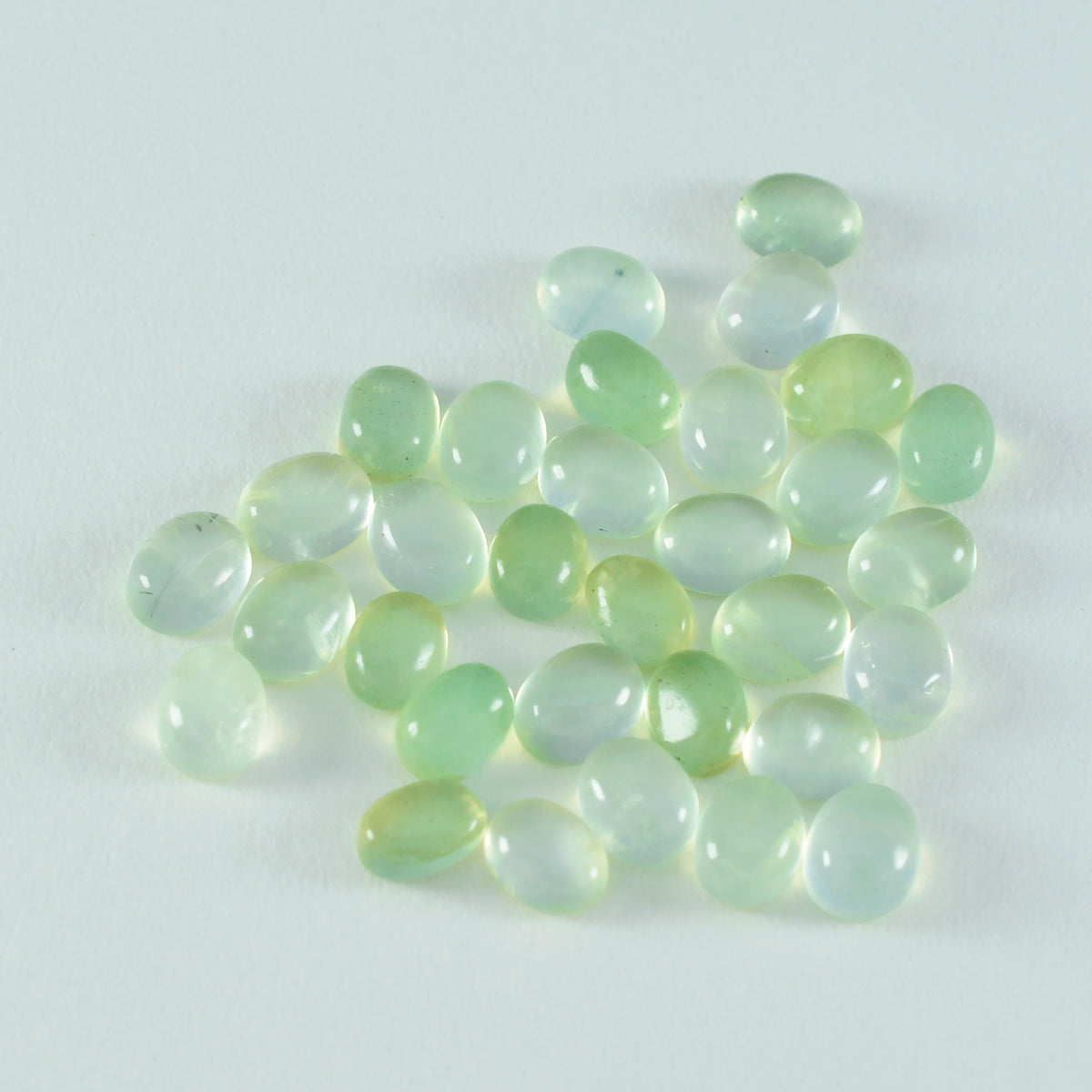 Riyogems 1PC Green Prehnite Cabochon 3x5 mm Oval Shape cute Quality Stone