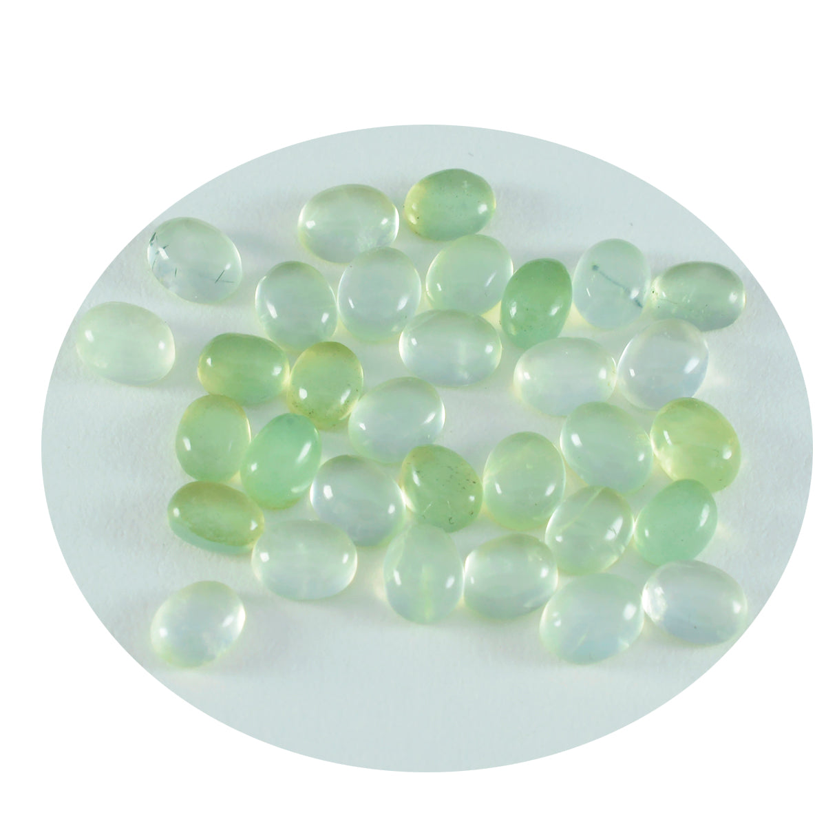 Riyogems 1PC Green Prehnite Cabochon 4x6 mm Oval Shape A Quality Gemstone