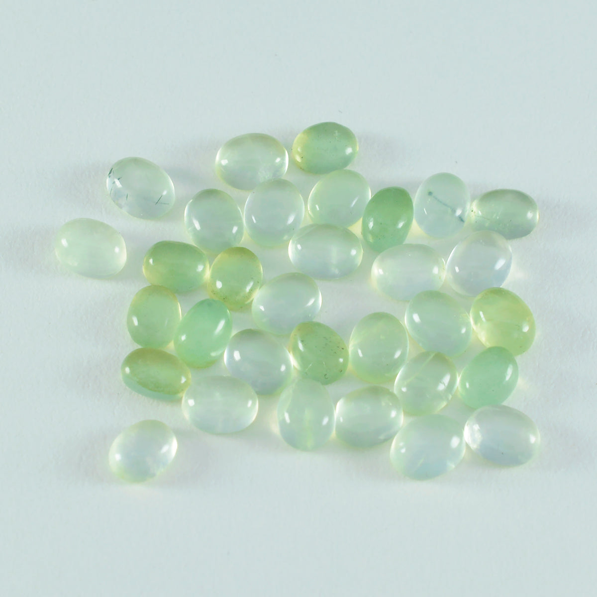 Riyogems 1PC Green Prehnite Cabochon 4x6 mm Oval Shape A Quality Gemstone