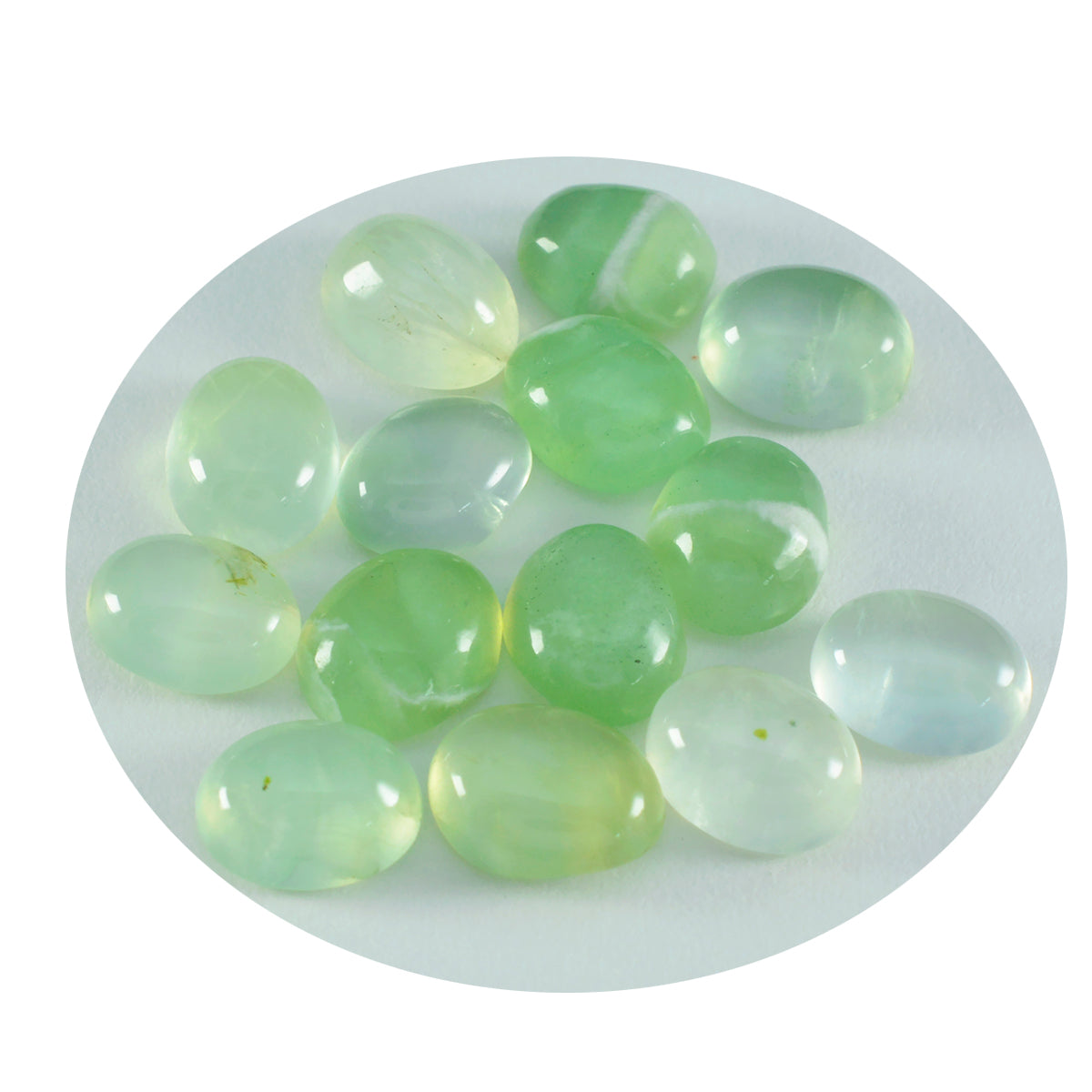 riyogems 1pc cabochon di prehnite verde 8x10 mm forma ovale a+1 pietra preziosa sfusa di qualità