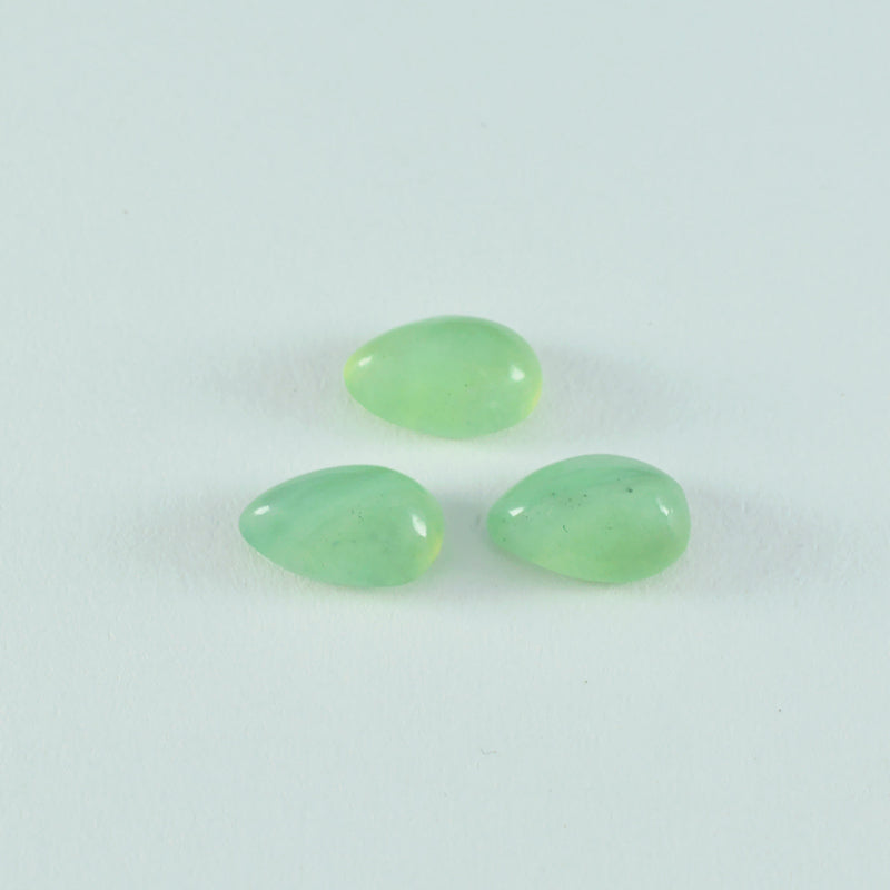 Riyogems 1 pieza cabujón de prehnita verde 10x14 mm forma de pera piedra de buena calidad