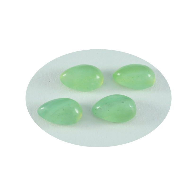 Riyogems 1PC Green Prehnite Cabochon 12x16 mm Pear Shape astonishing Quality Gemstone
