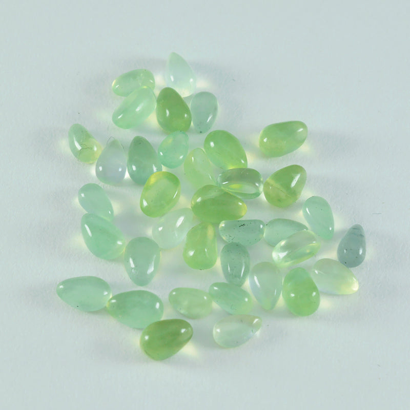 Riyogems 1PC Green Prehnite Cabochon 4x6 mm Pear Shape pretty Quality Loose Gems
