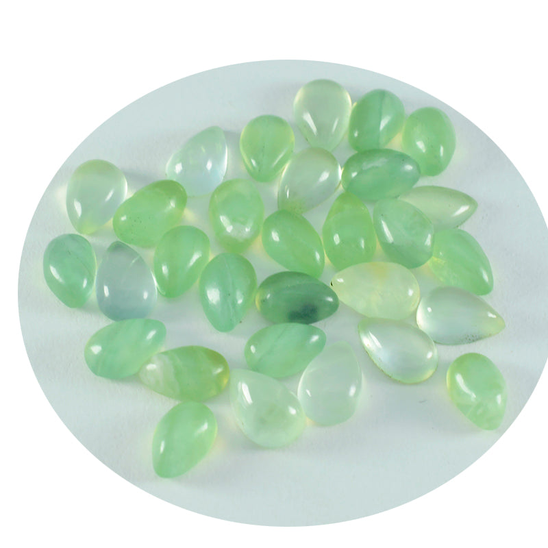 riyogems 1 st grön prehnite cabochon 7x10 mm päronform snygg kvalitetspärla