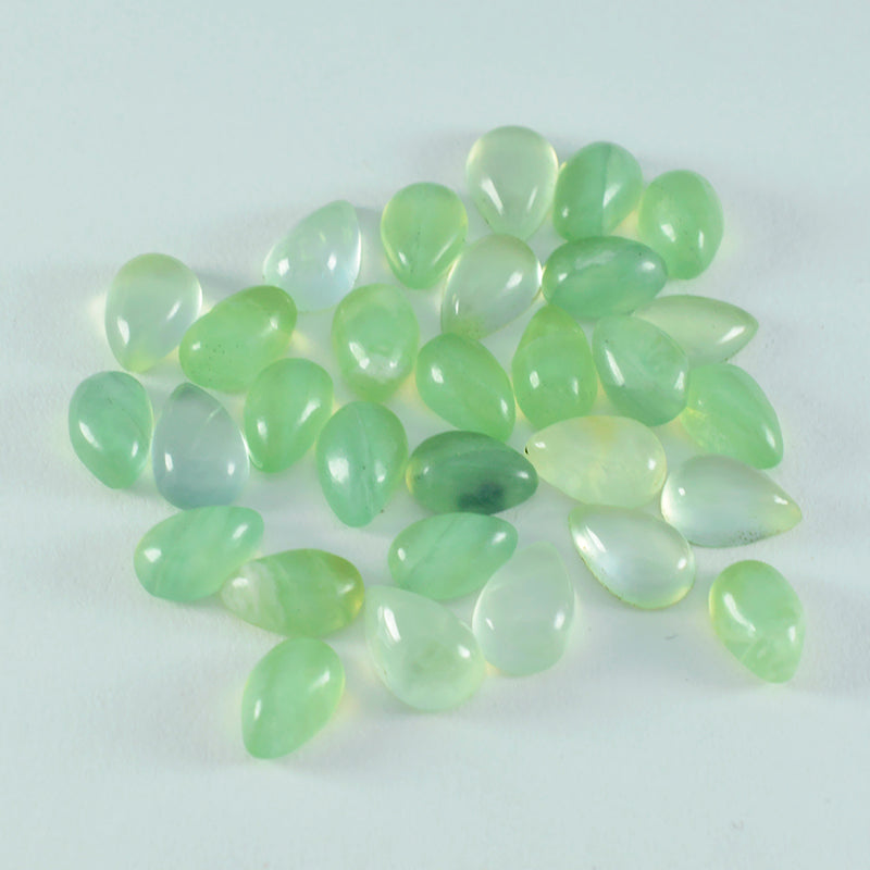 riyogems 1pc cabochon di prehnite verde 7x10 mm a forma di pera, gemma di qualità dall'aspetto gradevole