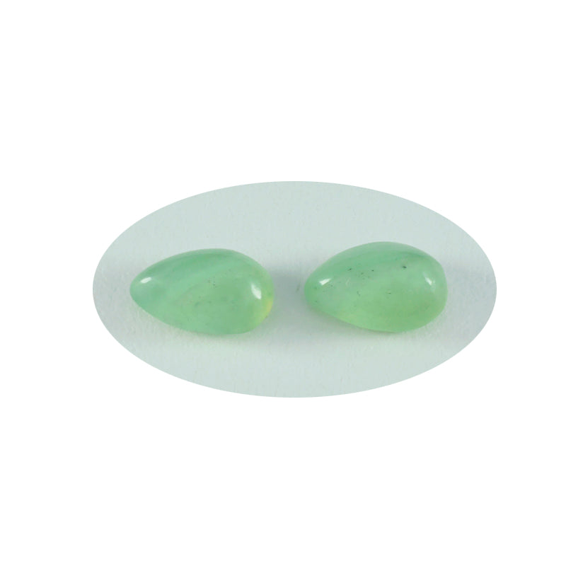 Riyogems 1PC Green Prehnite Cabochon 8x12 mm Pear Shape excellent Quality Gems