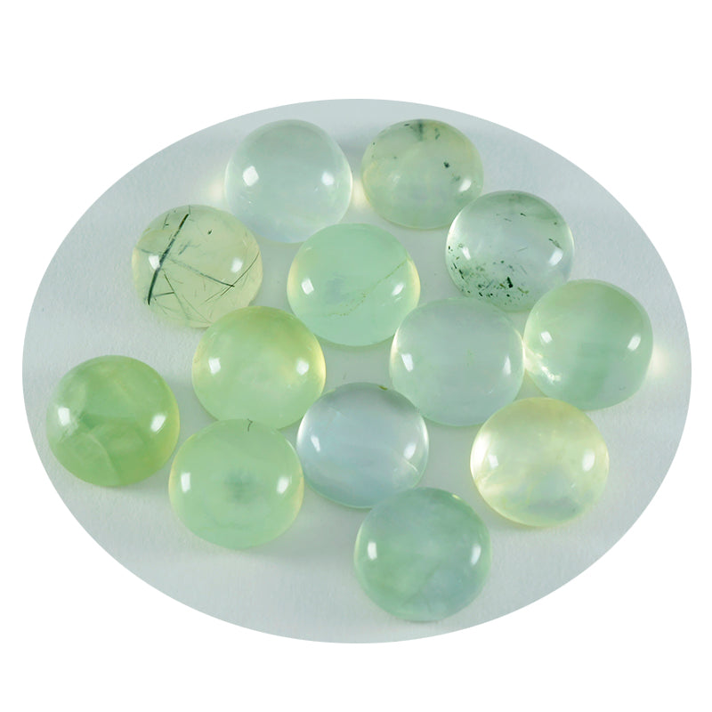 riyogems 1pc cabochon di prehnite verde 12x12 mm gemme sfuse di forma rotonda di qualità di bellezza