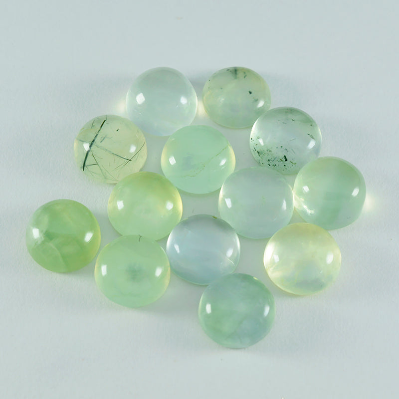 Riyogems, 1 pieza, cabujón de prehnita verde, 12x12mm, forma redonda, gemas sueltas de calidad de belleza