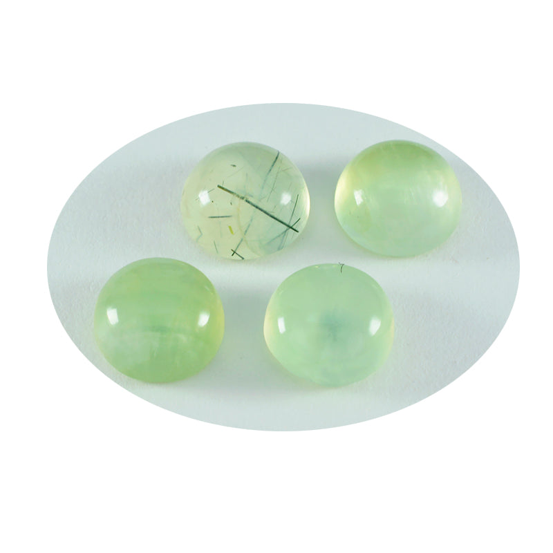 Riyogems 1PC Green Prehnite Cabochon 14x14 mm Round Shape cute Quality Loose Gemstone