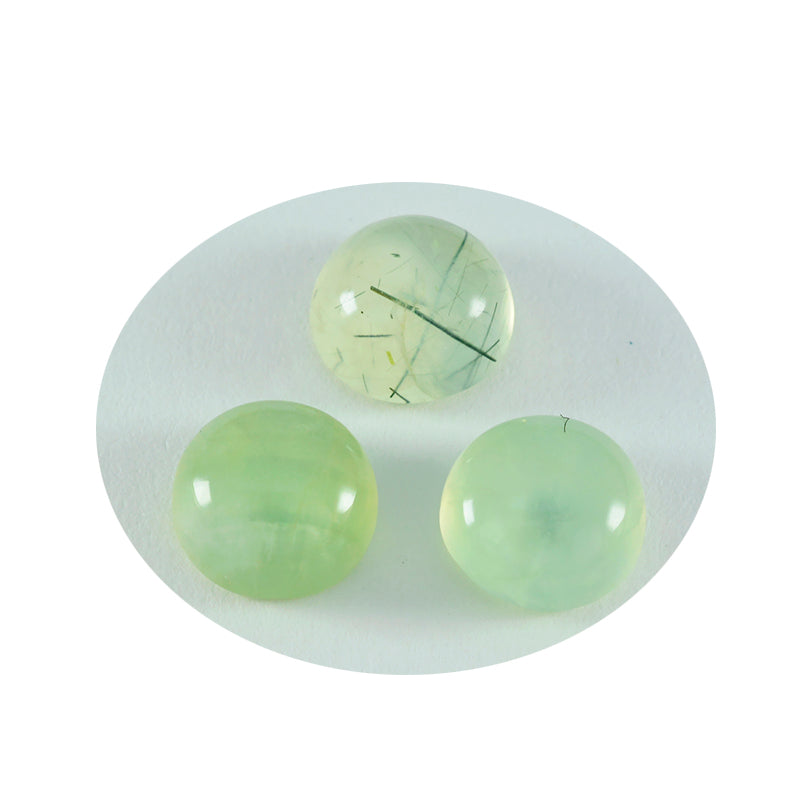 Riyogems 1 Stück grüner Prehnit-Cabochon, 15 x 15 mm, runde Form, ein Qualitäts-Edelstein