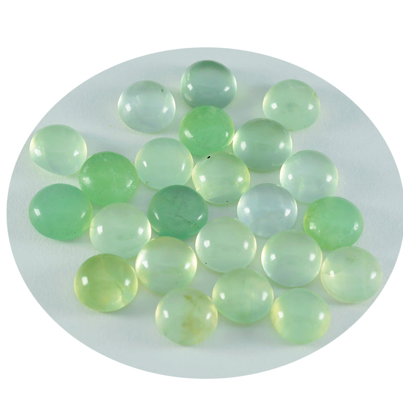 riyogems 1st grön prehnite cabochon 7x7 mm rund form häpnadsväckande kvalitetspärla