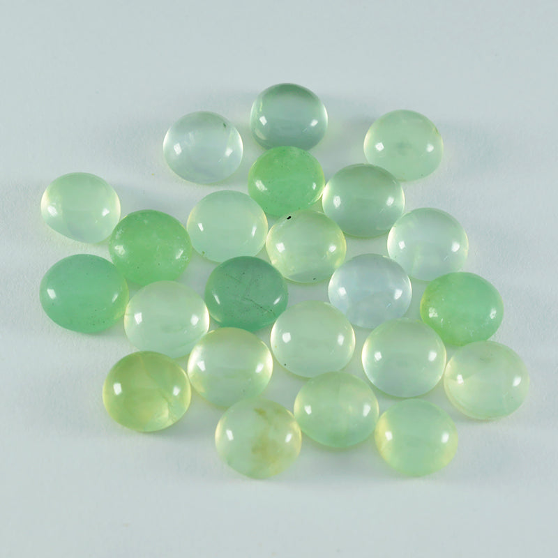 Riyogems 1 pieza cabujón de prehnita verde 7x7 mm forma redonda gema de calidad sorprendente