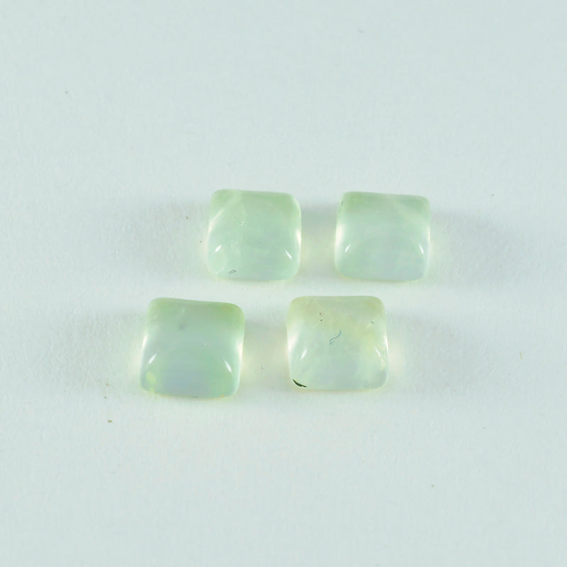 Riyogems 1 Stück grüner Prehnit-Cabochon, 11 x 11 mm, quadratische Form, wunderschöner Qualitäts-Edelstein