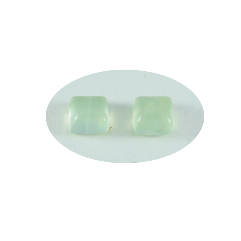 Riyogems 1PC Green Prehnite Cabochon 4x4 mm Square Shape AA Quality Gems