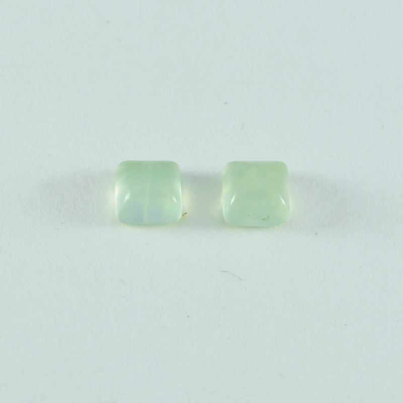 Riyogems 1PC Green Prehnite Cabochon 4x4 mm Square Shape AA Quality Gems