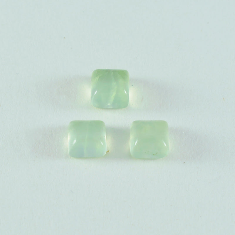 Riyogems 1 Stück grüner Prehnit-Cabochon, 5 x 5 mm, quadratische Form, AAA-Qualitätsstein