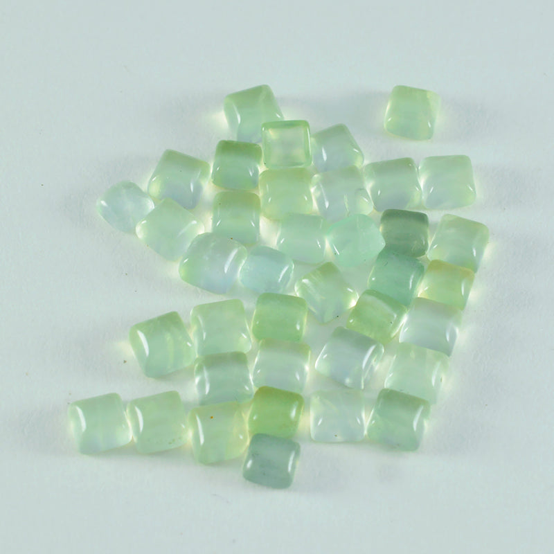 riyogems 1 pezzo di cabochon di prehnite verde 7x7 mm di forma quadrata, qualità A+1, gemma sfusa