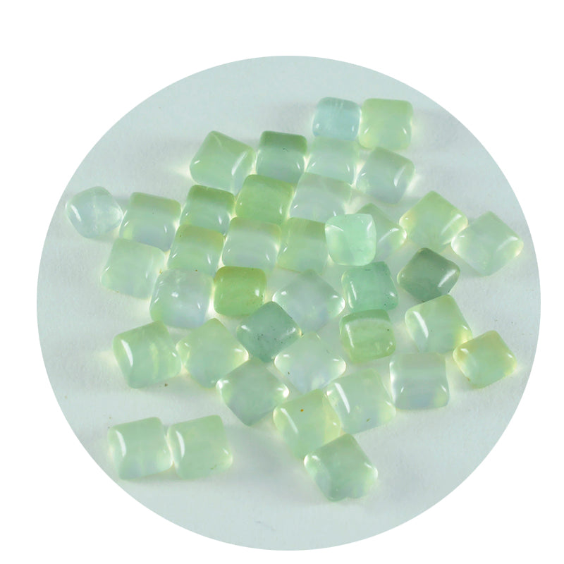 Riyogems 1 pieza cabujón de prehnita verde 8x8 mm forma cuadrada gemas sueltas de calidad a1