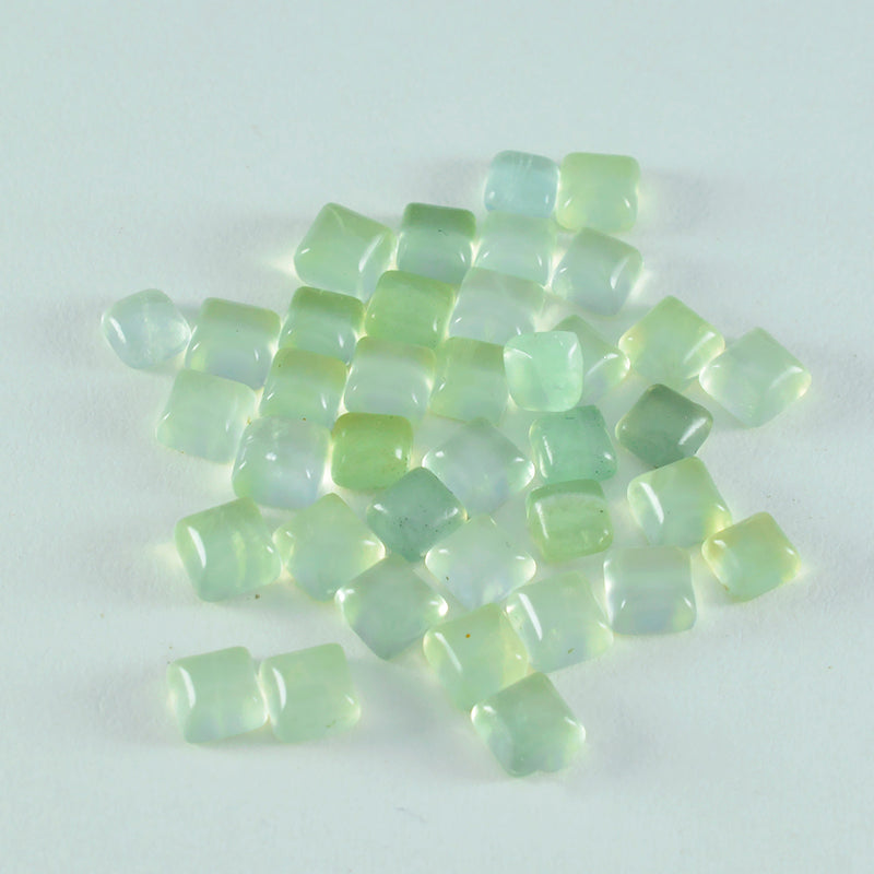 Riyogems 1 pieza cabujón de prehnita verde 8x8 mm forma cuadrada gemas sueltas de calidad a1