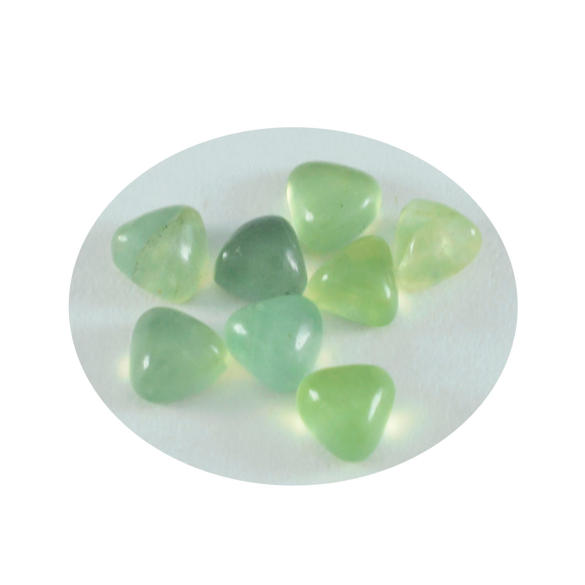 riyogems 1pc green prehnite cabochon 10x10 mm trillion shape great quality gemstone