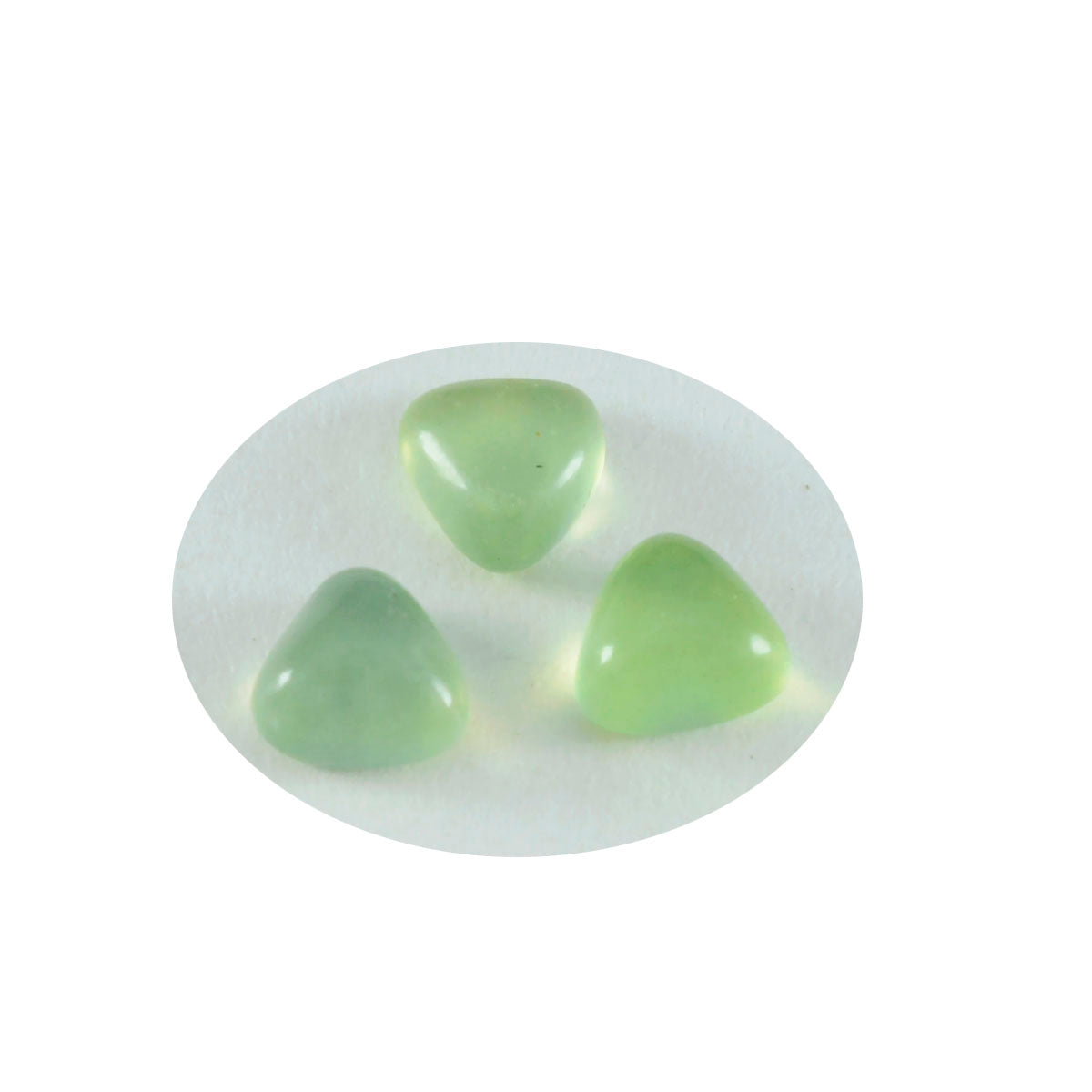 Riyogems 1PC Green Prehnite Cabochon 12x12 mm Trillion Shape startling Quality Loose Gems