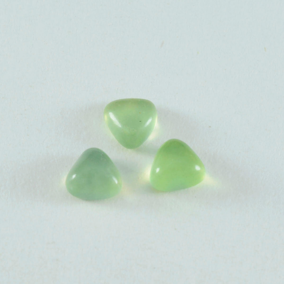 Riyogems 1PC Green Prehnite Cabochon 12x12 mm Trillion Shape startling Quality Loose Gems