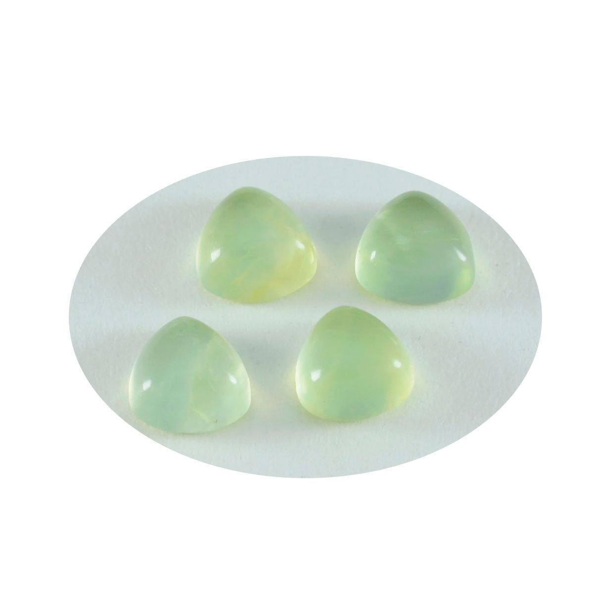 Riyogems 1PC Green Prehnite Cabochon 14x14 mm Trillion Shape sweet Quality Loose Gemstone