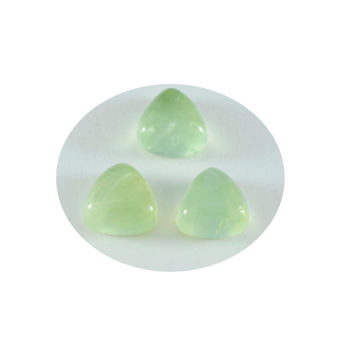Riyogems 1 pieza cabujón de prehnita verde 15x15 mm forma de billón gema de excelente calidad