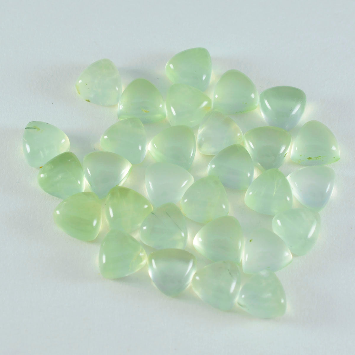 Riyogems 1PC Green Prehnite Cabochon 6x6 mm Trillion Shape pretty Quality Loose Gemstone