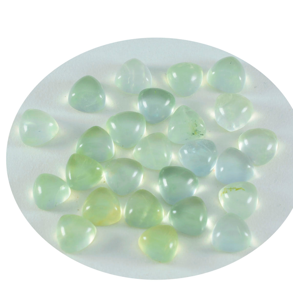 Riyogems 1PC Green Prehnite Cabochon 8x8 mm Trillion Shape lovely Quality Gems