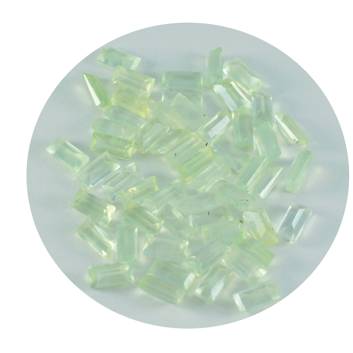 riyogems 1 st grön prehnite fasetterad 3x6 mm baguett form fantastiska kvalitetsädelstenar