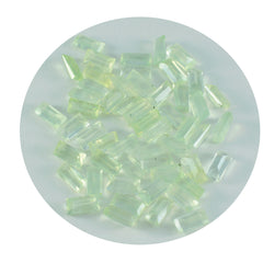 Riyogems 1 Stück grüner Prehnit, facettiert, 3 x 6 mm, Baguett-Form, tolle Qualitäts-Edelsteine