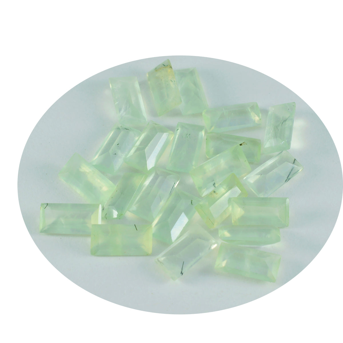 riyogems 1 st grön prehnit fasetterad 4x8 mm baguett form skönhetskvalitet sten