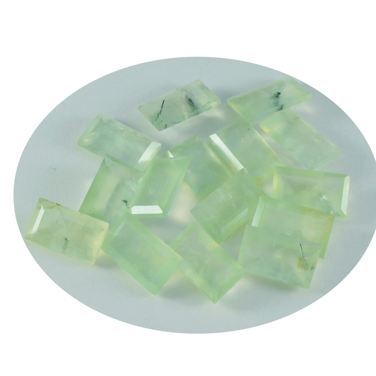 riyogems 1 pezzo di prehnite verde sfaccettata 6x12 mm a forma di baguette, gemma sfusa di qualità carina