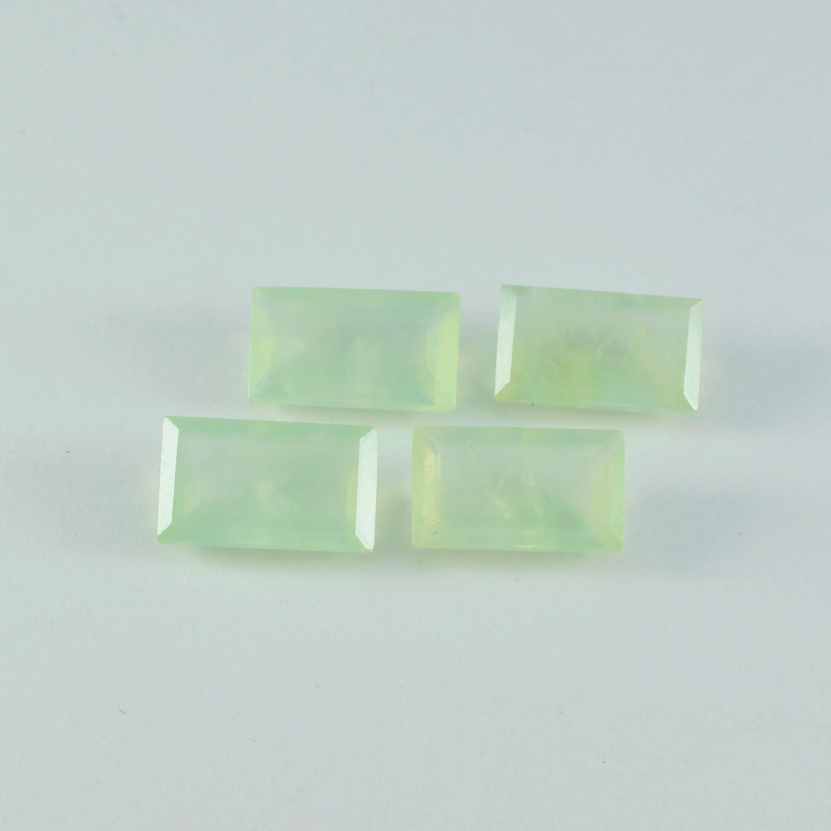 Riyogems 1PC Green Prehnite Faceted 7x14 mm Baguett Shape A Quality Loose Gems