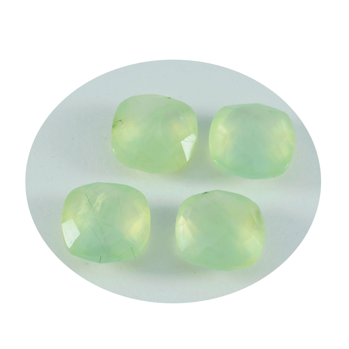riyogems 1pc グリーン プレナイト ファセット 10x10 mm クッション形状の美しい品質のルース宝石