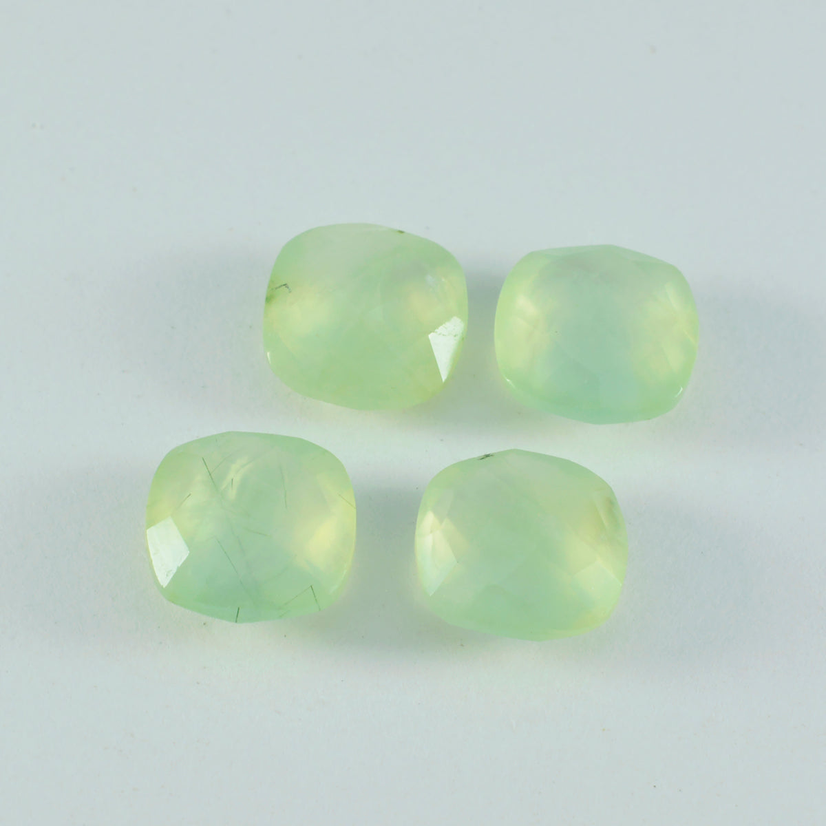 Riyogems 1PC Green Prehnite Faceted 10x10 mm Cushion Shape beautiful Quality Loose Gems