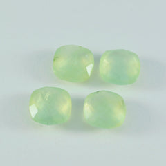 Riyogems 1PC Green Prehnite Faceted 10x10 mm Cushion Shape beautiful Quality Loose Gems