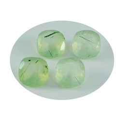Riyogems 1 pièce de préhnite verte à facettes 13x13mm en forme de coussin, belle gemme de qualité