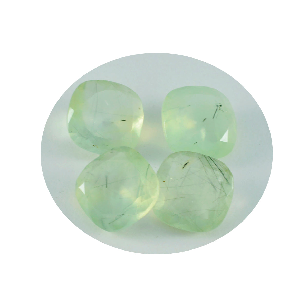 Riyogems 1PC Green Prehnite Faceted 14x14 mm Cushion Shape good-looking Quality Gems