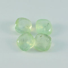 Riyogems 1PC Green Prehnite Faceted 14x14 mm Cushion Shape good-looking Quality Gems