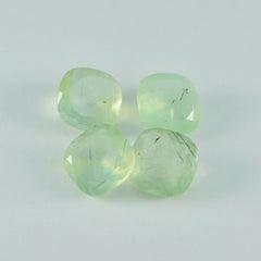 Riyogems 1 pièce de préhnite verte à facettes 14x14mm en forme de coussin, pierres précieuses de belle qualité