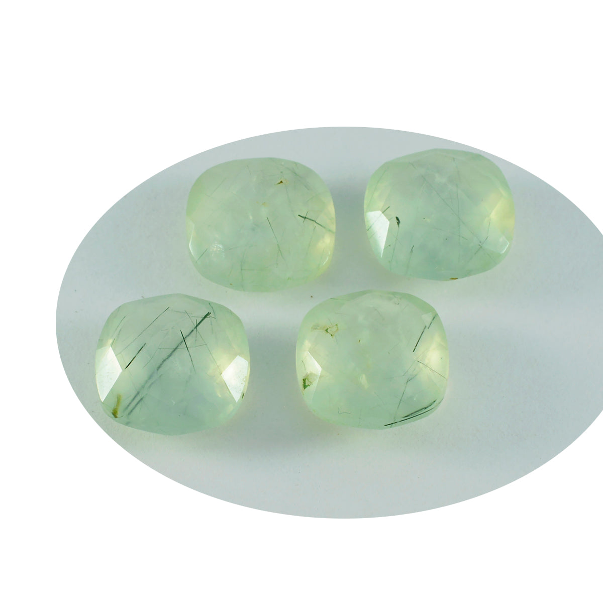 Riyogems 1PC Green Prehnite Faceted 15x15 mm Cushion Shape nice-looking Quality Stone