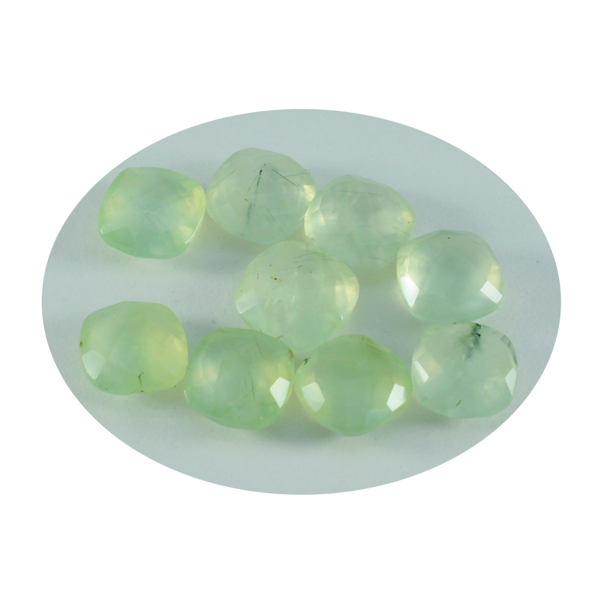 riyogems 1 pieza de prehnita verde facetada de 4x4 mm con forma de cojín, piedra preciosa suelta de calidad AAA