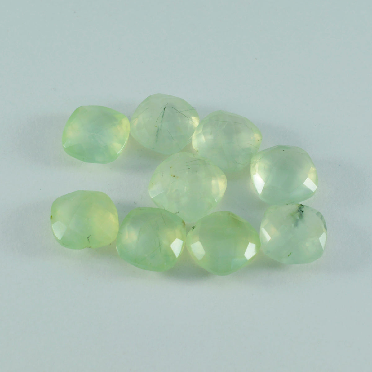 Riyogems 1PC Green Prehnite Faceted 4x4 mm Cushion Shape AAA Quality Loose Gemstone