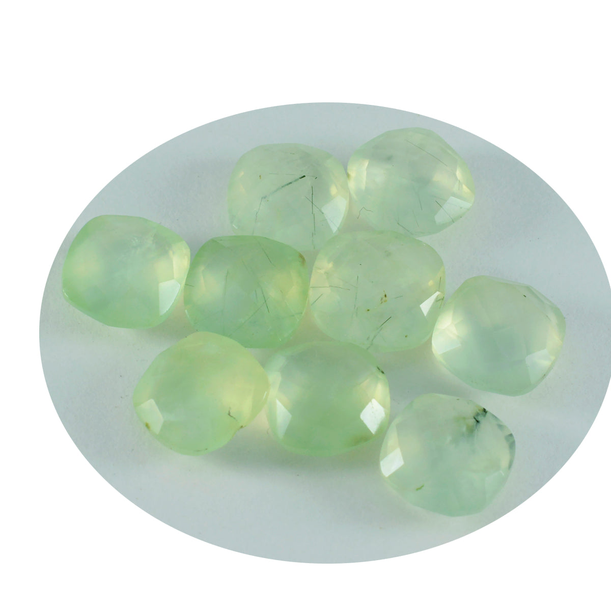 riyogems 1 st grön prehnite fasetterad 5x5 mm kudde form a+ kvalitet pärla