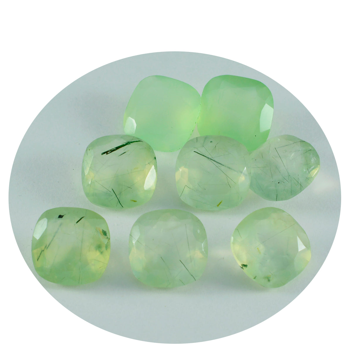 riyogems 1 st grön prehnite fasetterad 6x6 mm kudde form a+1 kvalitetsädelstenar